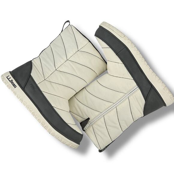 L.L. Bean Ultralight Quilted Insulated Boots Womens Size 8 White Gray Insulated - Picture 1 of 8